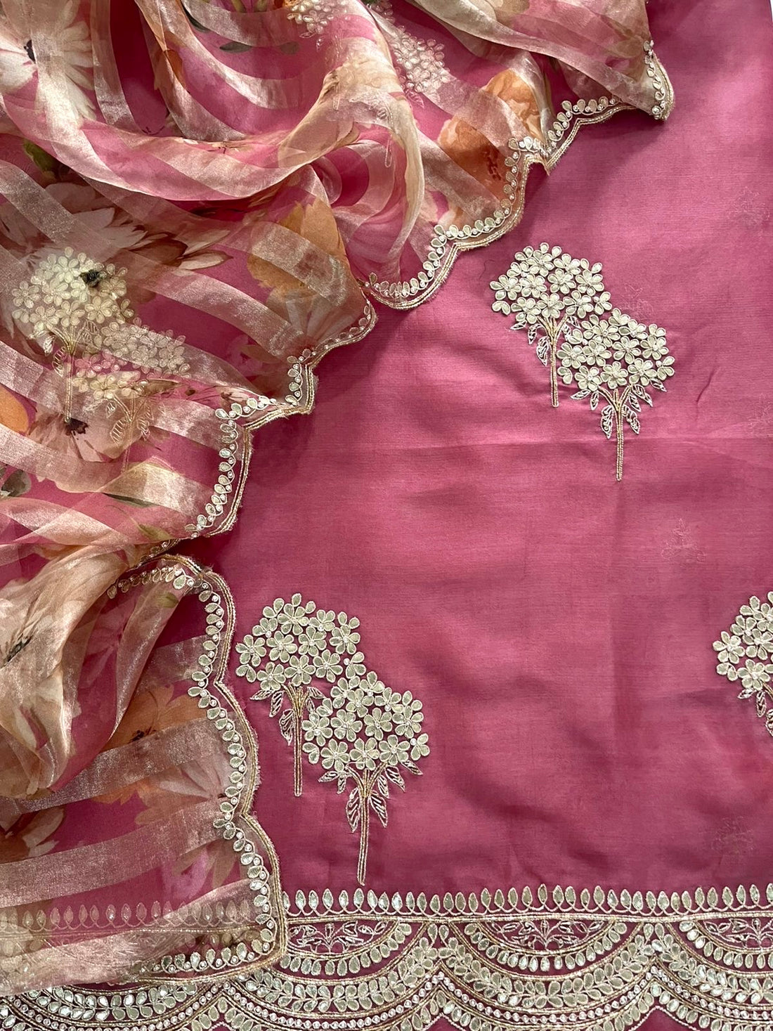 Floral Gotta Patti Handwork