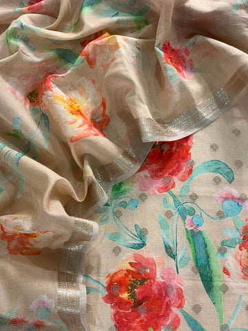 Floral Chanderi Tissue