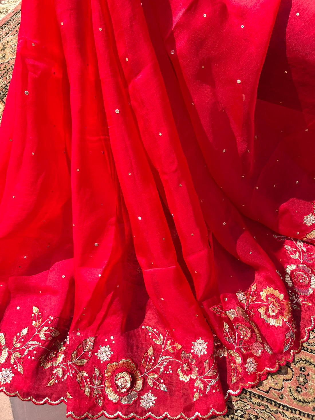 Tissue Appliqué Work Saree