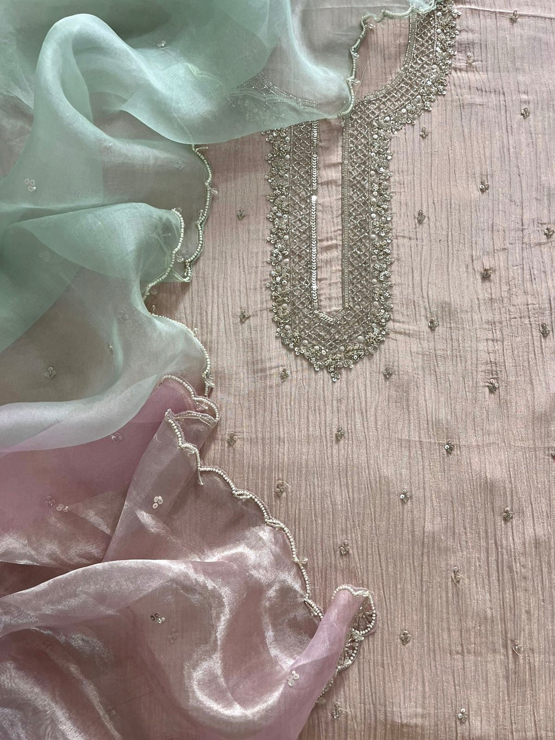 Crushed Tissue Silk Handwork