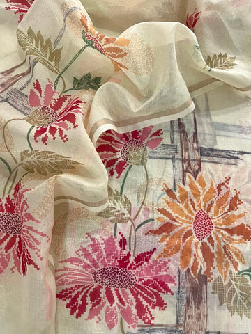 Floral Linen Chanderi