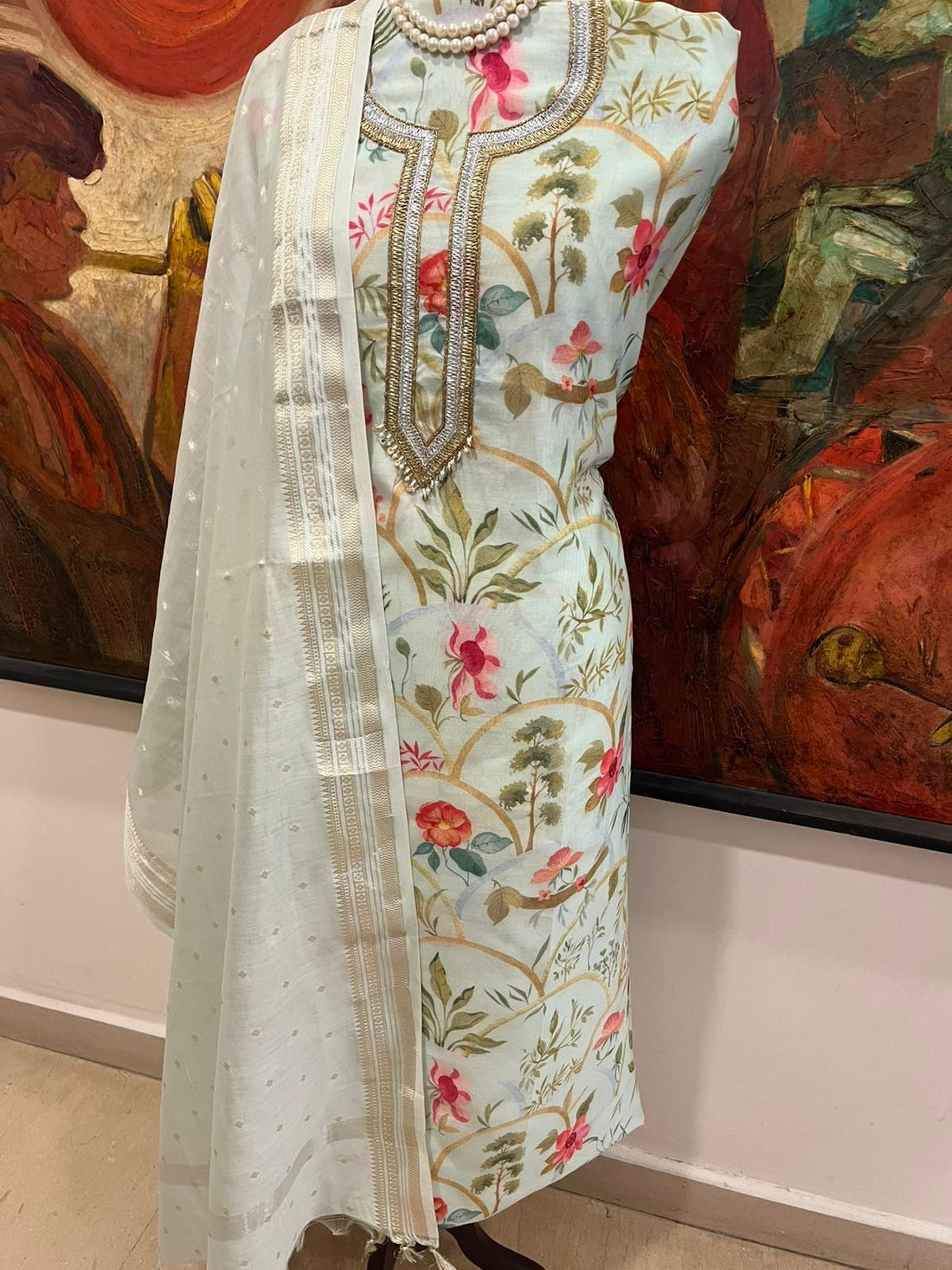 Pure Mulmul Chanderi Florals