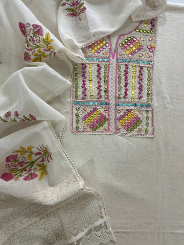 Khadi Cotton Thread Embroidered