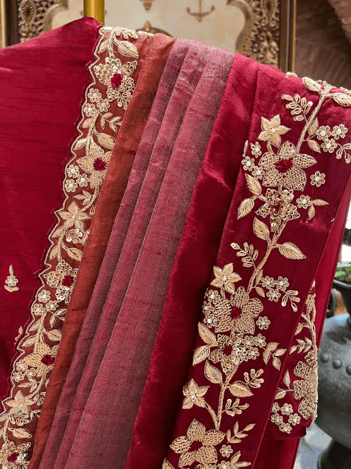Exclusive Tissue Silk Handwork Saree