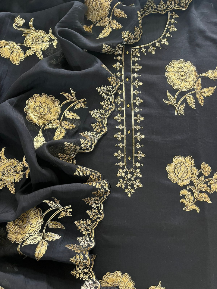 Exclusive Gold Applique Work