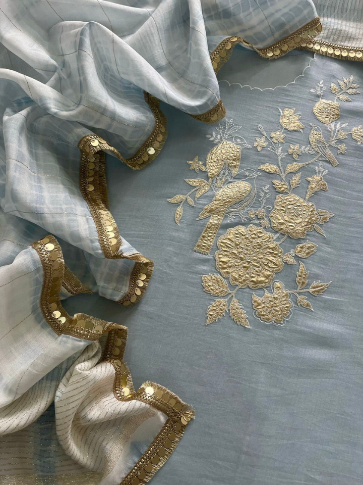 Exclusive Gold Applique Work