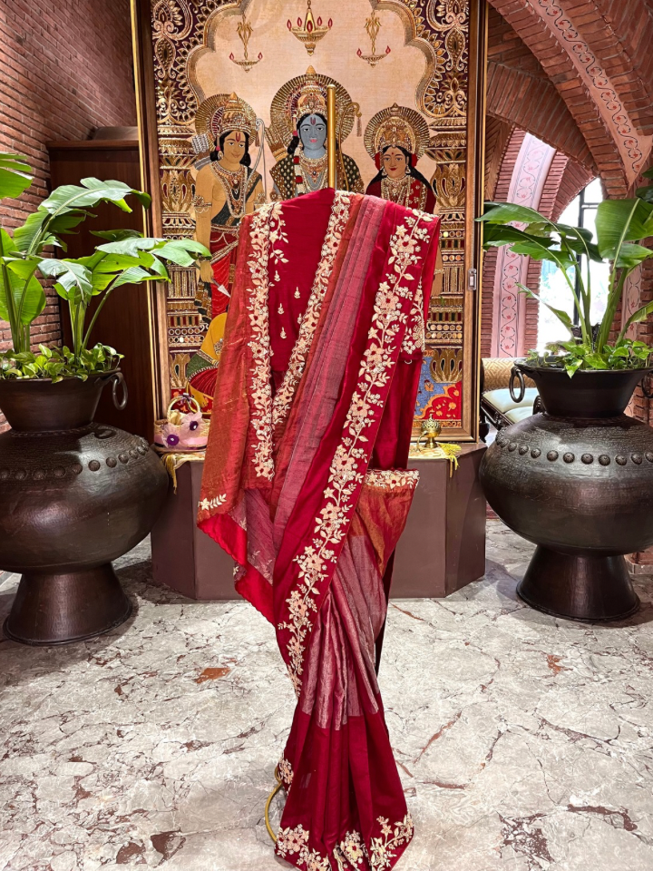 Exclusive Tissue Silk Handwork Saree