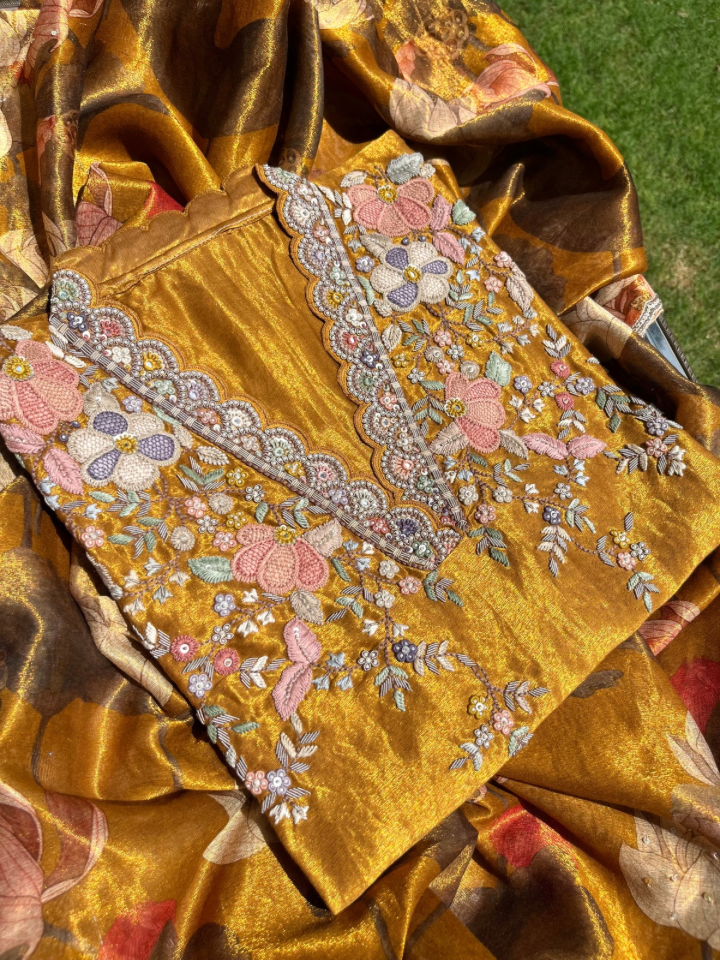 Gorgeous Handwork Tissue Silk