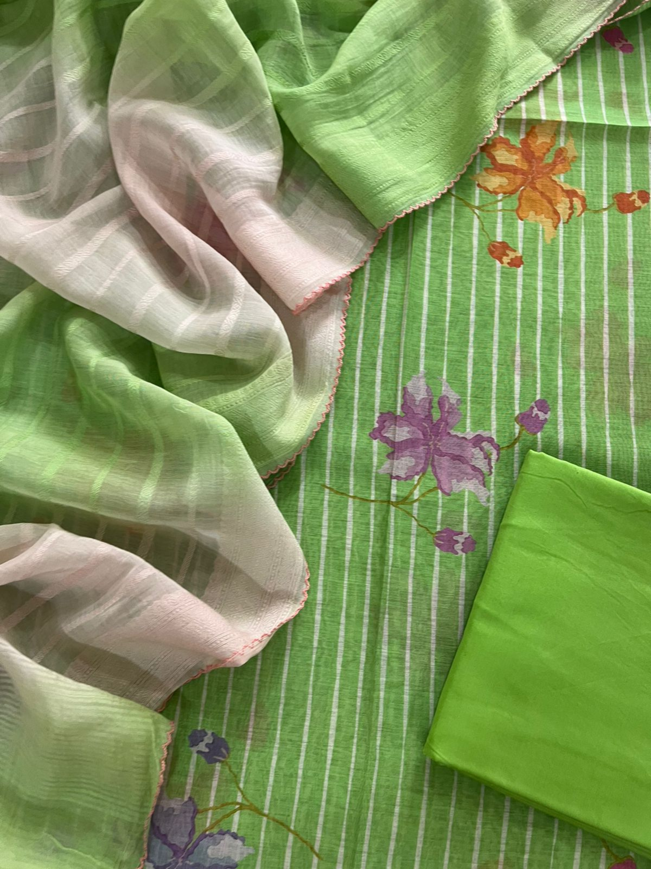 Mulmul Chanderi Kantha Embroidery